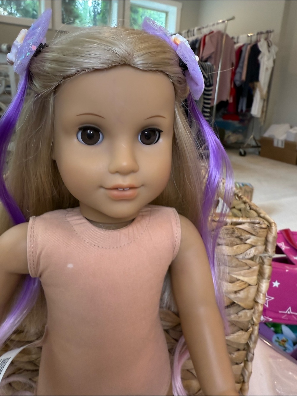 Kids Roller Skate Doll in Pink & Teal Dress - Picture 9 of 11